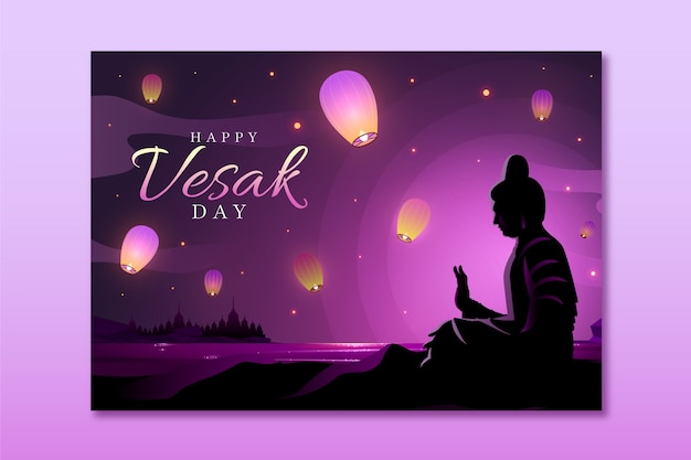 Free vector gradient vesak greeting card template