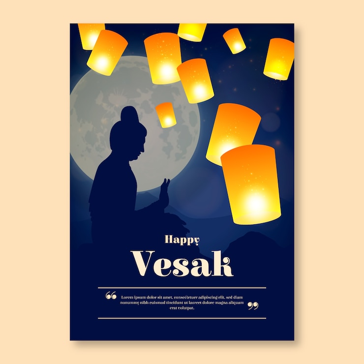 Free Vector gradient vesak greeting card template