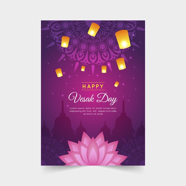 Gradient vesak greeting card template