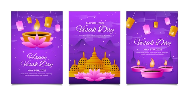 Gradient vesak greeting card template