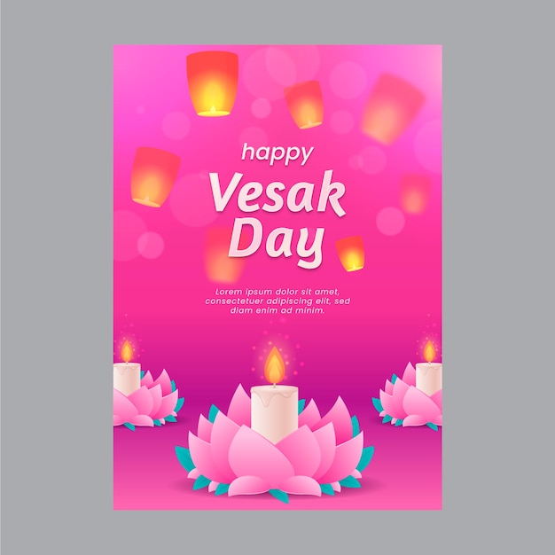 Gradient vesak greeting card template