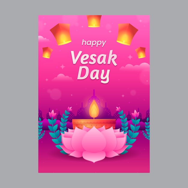 Gradient vesak greeting card template