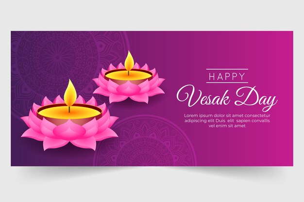 Gradient vesak horizontal banner template