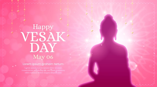 Free vector gradient vesak horizontal banner template