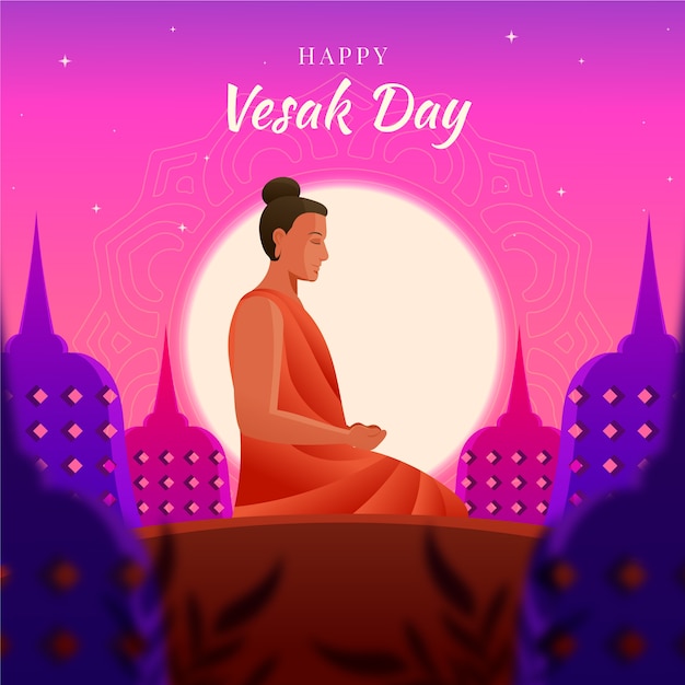 Vettore gratuito illustrazione del vesak gradiente