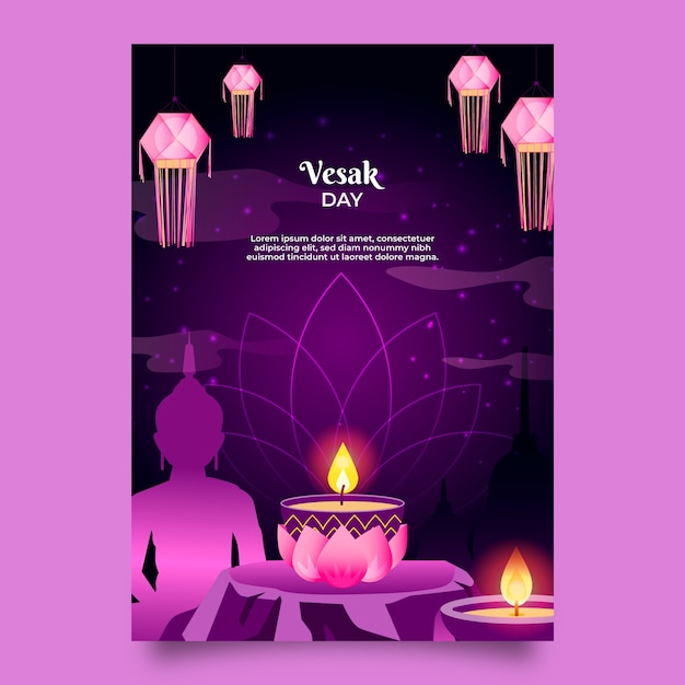 Free vector gradient vesak poster template