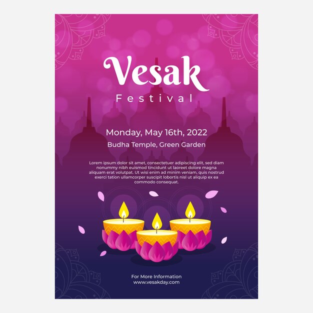 Free vector gradient vesak vertical poster template