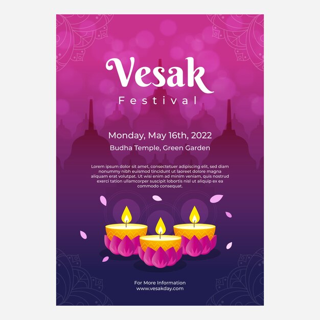 무료 벡터 그라데이션 vesak 세로 포스터 템플릿