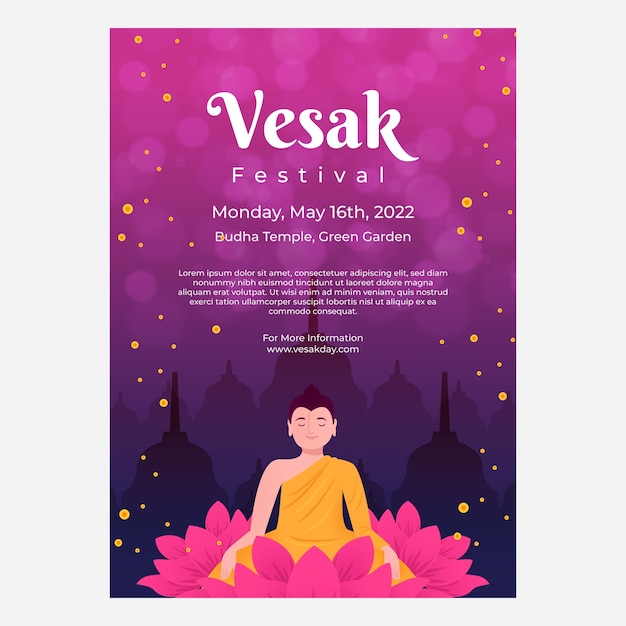 Free vector gradient vesak vertical poster template