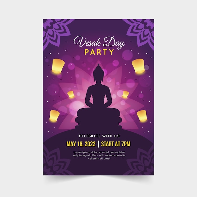 Free vector gradient vesak vertical poster template