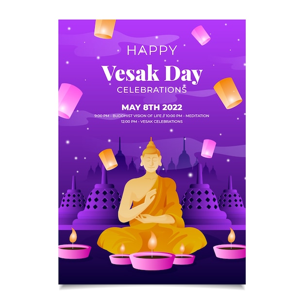 Gradient vesak vertical poster template