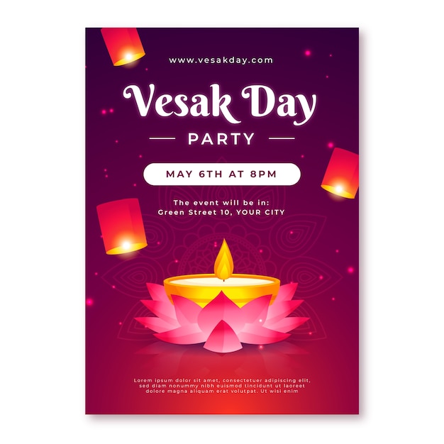 Gradient vesak vertical poster template