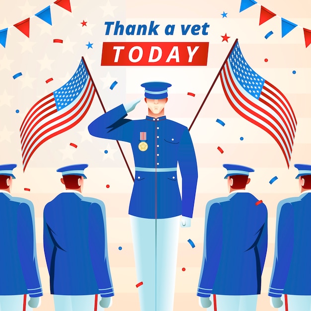Бесплатное векторное изображение Градиентная иллюстрация дня ветеранов