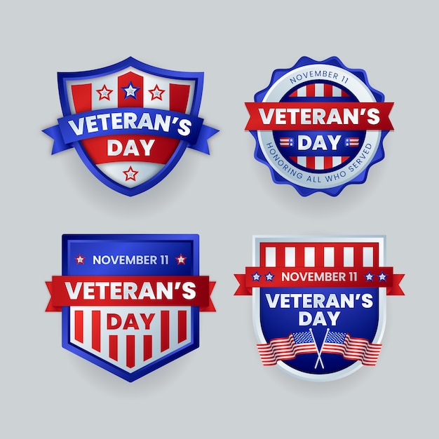 Free vector gradient veterans day logos collection