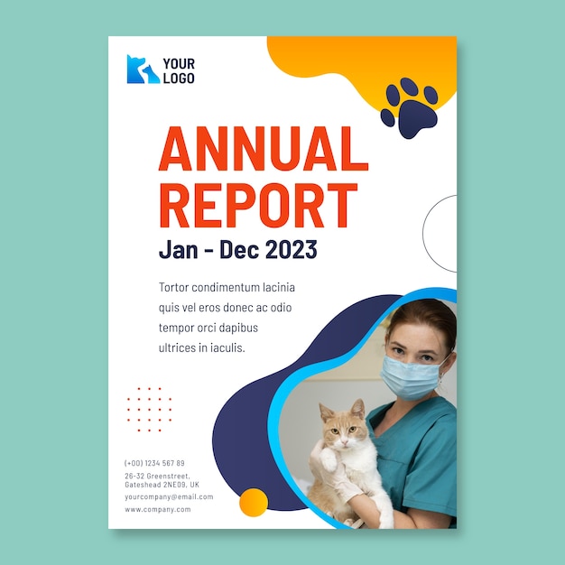 Vettore gratuito rapporto annuale della clinica veterinaria gradiente