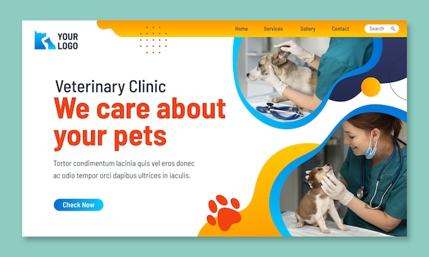 Gradient veterinary clinic landing page