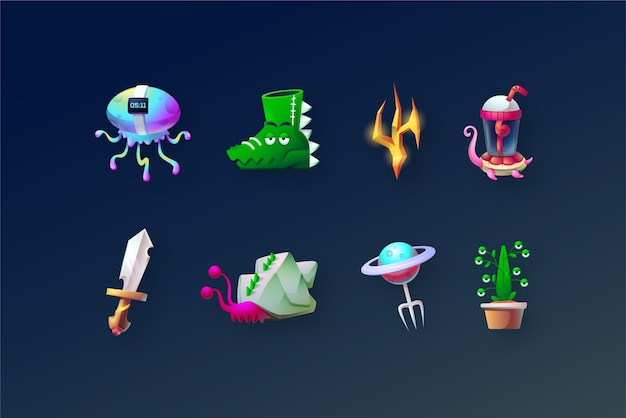 Gradient video game elements collection