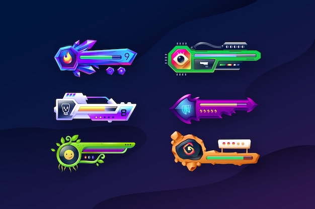 Gradient video game elements collection