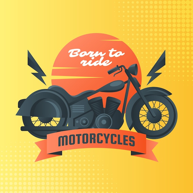 Градиентная винтажная иллюстрация мотоцикла