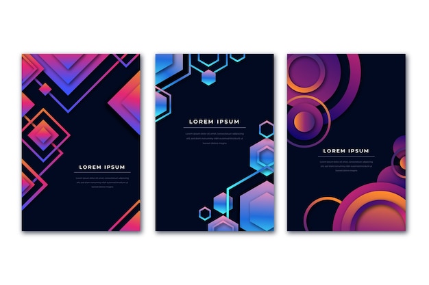 Gradient violet and blue shapes dark background covers