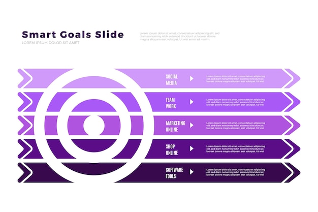 Vettore gratuito gradiente viola obiettivi infografica