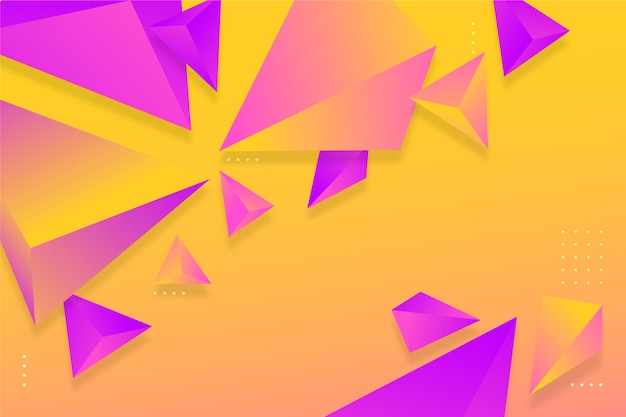 Градиент фиолетовый и оранжевый треугольник фон с яркими цветами