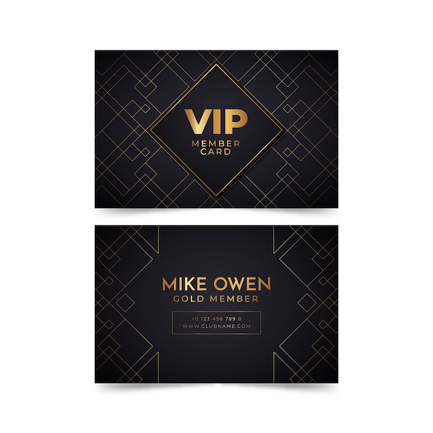 Free vector gradient vip card template with elegant details