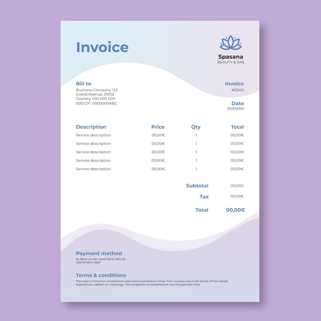 Free vector gradient waves spasana spa invoice