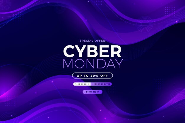 Gradient wavy cyber monday background