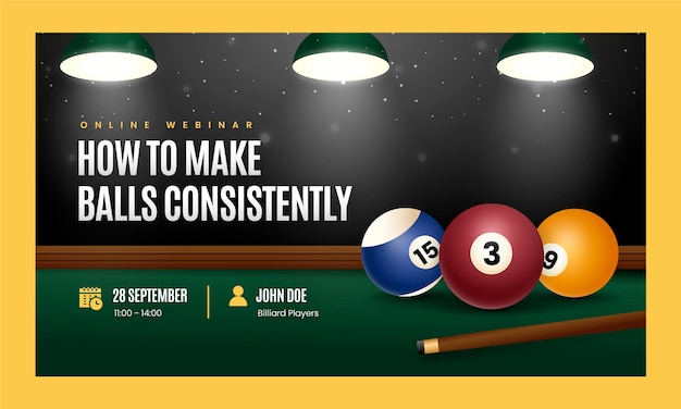 Free vector gradient webinar template for billiards and pool club