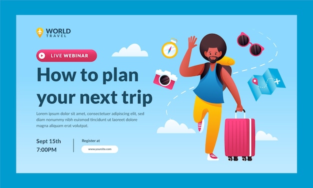 Gradient webinar template for travel agency
