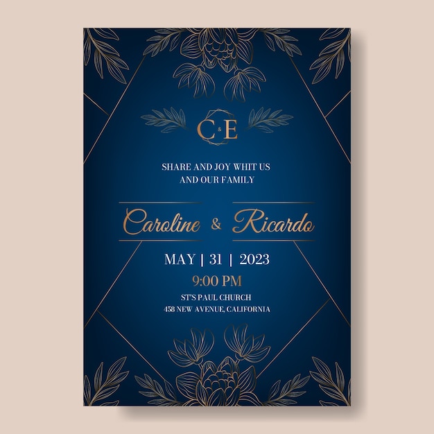 Free vector gradient wedding celebration invitation template