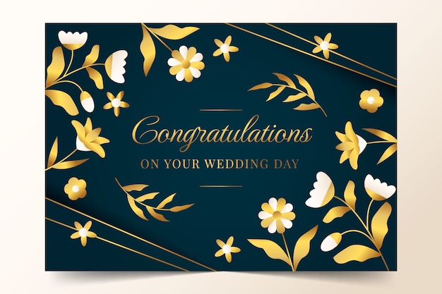 Free vector gradient wedding congratulations card