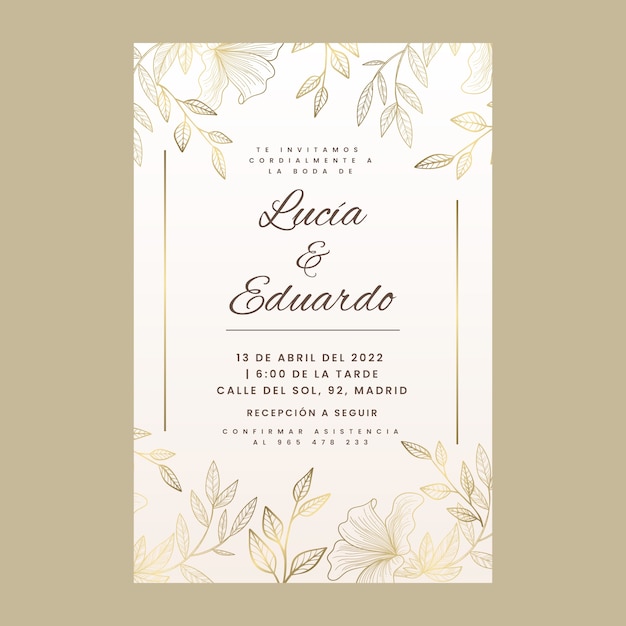 Free vector gradient wedding invitations in spanish