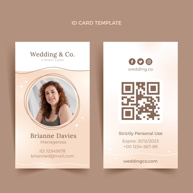 gradient wedding planner id card