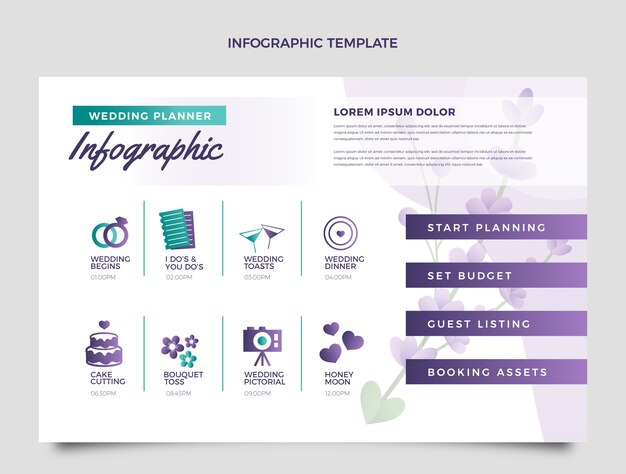 그라데이션 웨딩 플래너 infographic 템플릿