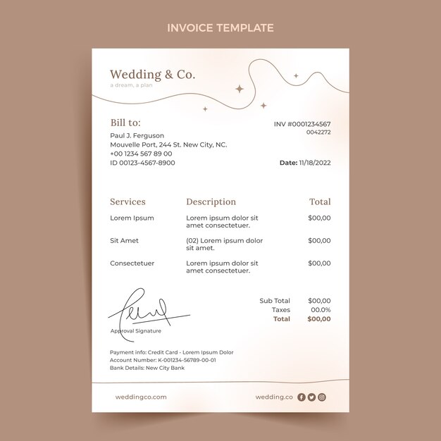 Gradient wedding planner invoice template