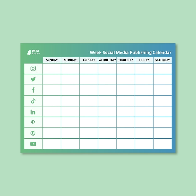 Gradient week social media publishing calendar