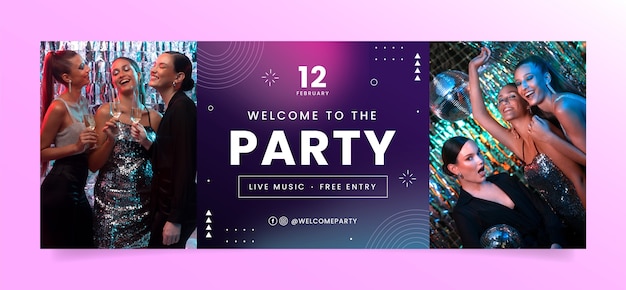 Free vector gradient  welcome party facebook cover