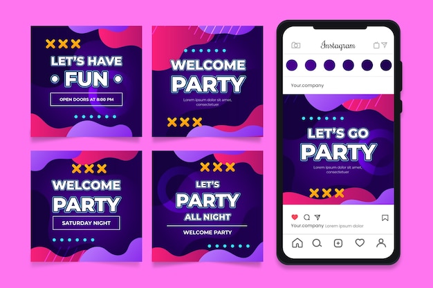 Gradient welcome party instagram posts