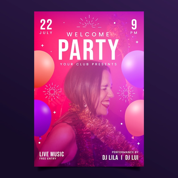 Free vector gradient welcome party invitation