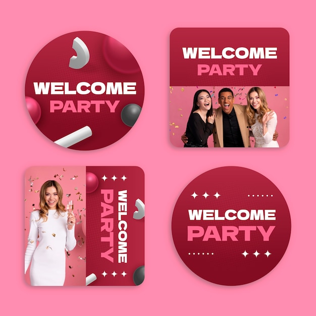 Gradient  welcome party labels template