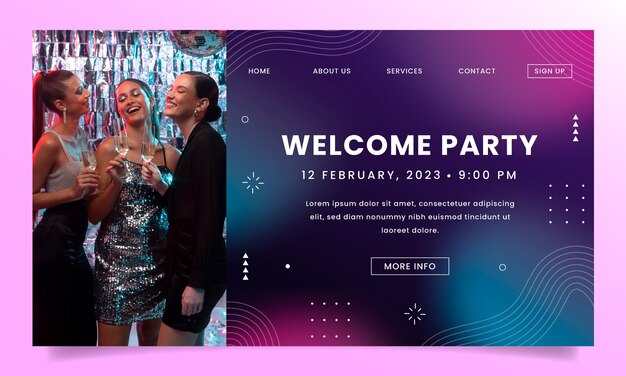 gradient  welcome party landing page