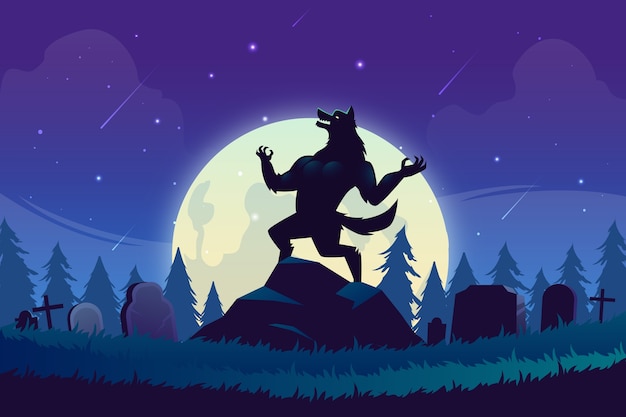 Gradient  werewolf illustration