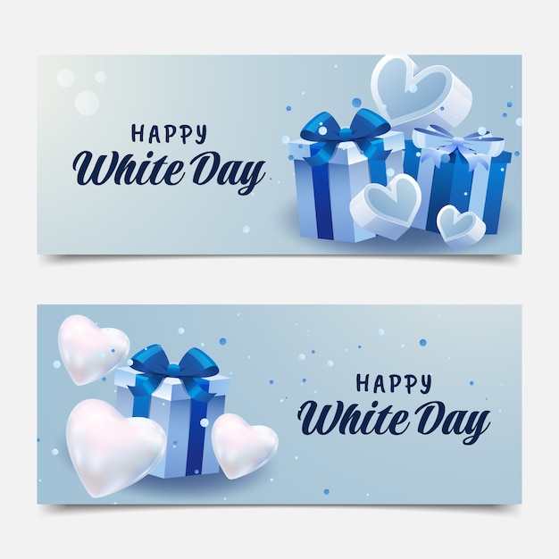 Gradient white day horizontal banners set