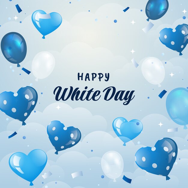 Gradient white day illustration with balloons