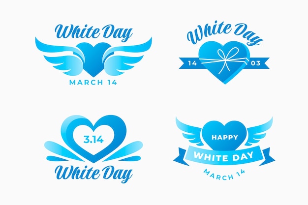Free vector gradient white day labels collection