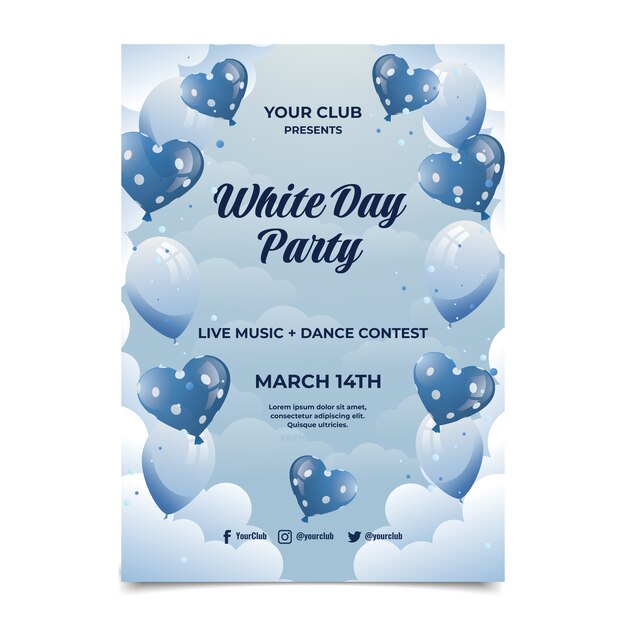 Gradient white day vertical flyer template