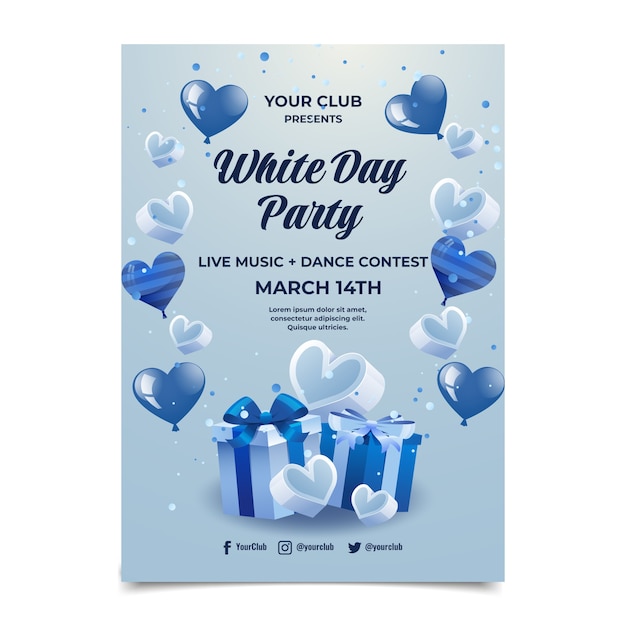Gradient white day vertical flyer template