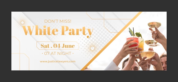 Free vector gradient white party facebook cover template